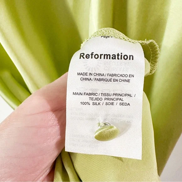 Reformation Erdem Silk Dress Midi Yucca Green Size Small - Picture 5 of 10
